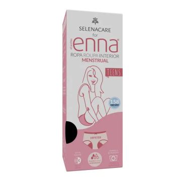 Enna Braga Menstrual Teens Hipster - Flujo Medio, 158 Cm, Negro