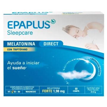 Epaplus Sleepcare Melatonina Direct Con Triptófano, 21,9 gramos, 60 comprimidos