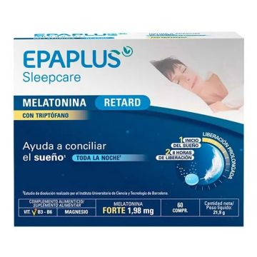 Epaplus Sleepcare Melatonina Retard Con Triptófano, 21,9 gramos, 60 comprimidos