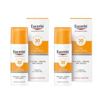 Eucerin Oil Control Solar Gel Toque Seco SPF30+, 2x50 ml