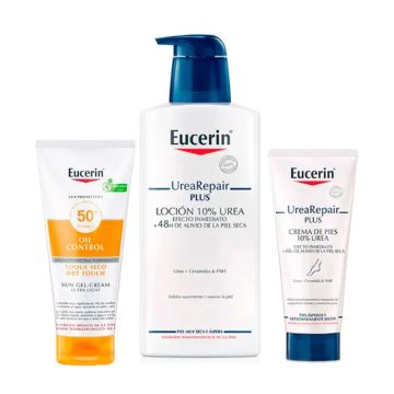 Eucerin Pack Gel Cream Dry Touch Spf 50, 200Ml, Repair Crema De Pies 100Ml, UreaLocion 10% 400 Ml