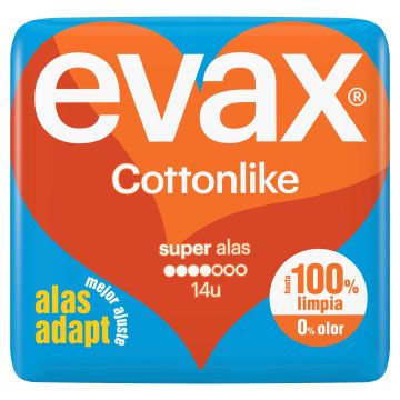 Evax Cottonlike Compresas Super Con Alas , 14 unidades