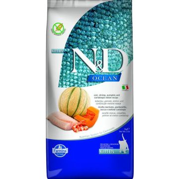 Farmina N&D Cat Kitten Ocean Bacalao Calabaza 5Kg, pienso para gatitos