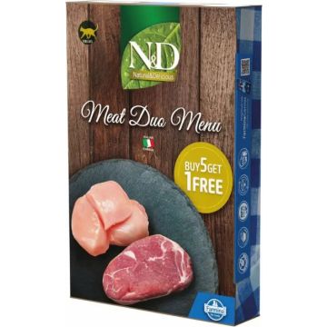 Farmina N&D Cat Natural Meat Duo Menu 6X70Gr, comida húmeda para gatos