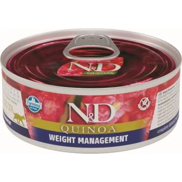 Farmina N&D Cat Quinoa Weight Management Caja 24X80Gr, comida húmeda para gatos
