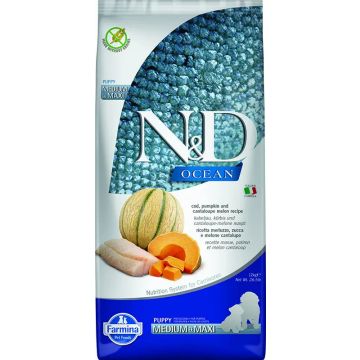 Farmina N&D Dog Ocean Puppy Bacalao Calabaza Medium Maxi 12Kg, pienso paraperros cachorros