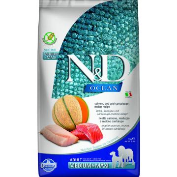 Farmina N&D Dog Ocean Salmon Bacalao Medium Maxi 2,5Kg, pienso para perros