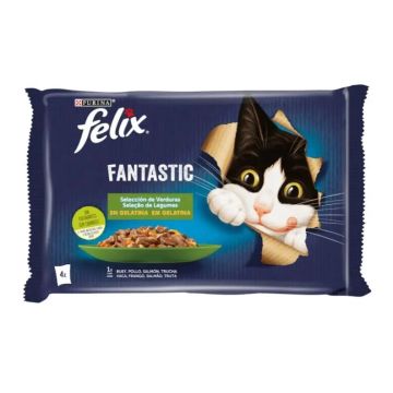 Felix Fantastic Selección De Verduras 12X4X85Gr, comida húmeda para gatos