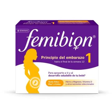 Femibion 1 Primer Trimestre Embarazo, Semanas 1-12, Ácido Fólico Plus, 28Comprimidos