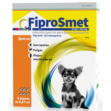 Fiprosmet Perros Pequeños 6 Pipetas 0,67 ml