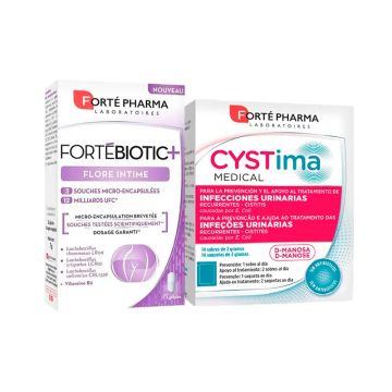Forté Pharma Pack Íntimo Cystima Medical 14 sobres + Fortebiotic+ Flora Íntima15 capsulas