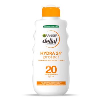 Garnier Delial Hydra 24H Protect Leche Protectora Rostro Y Cuerpo Protección Spf20, Piel Suave E Hidratada 200Ml