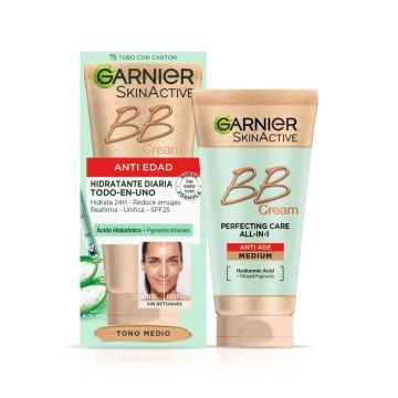 Garnier Skinactive Bb Cream Anti Edad Tono Medio. Hidratante Todo En Uno ConColor Spf25, 50Ml