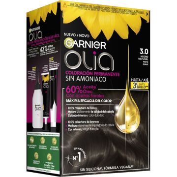 Garnier Olia Coloración Permanente Sin Amoniaco, Olor Agradable Con AceitesFlorales Origen Natural - Negro Natural 3.0