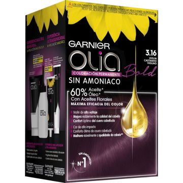 Garnier Olia Coloración Permanente Sin Amoniaco, Olor Agradable Con AceitesFlorales Origen Natural - Bold Violín 3.16