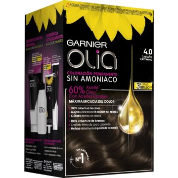 Garnier Olia Coloración Permanente Sin Amoniaco Para Un Olor Agradable ConAceites Florales De Origen Natural - Castaño 4.0
