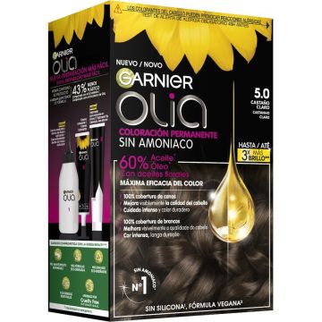 Garnier Olia Coloración Permanente Sin Amoniaco, Olor Agradable Con AceitesFlorales Origen Natural - Castaño Claro 5.0
