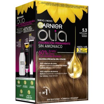 Garnier Olia Coloración Permanente Sin Amoniaco Para Un Olor Agradable ConAceites Florales De Origen Natural - Capuccino 5.3