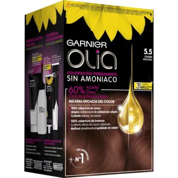Garnier Olia Coloración Permanente Sin Amoniaco Para Un Olor Agradable ConAceites Florales De Origen Natural - Caoba 5.5