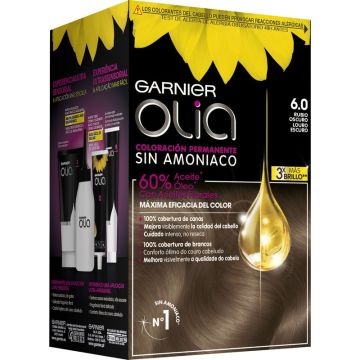 Garnier Olia Coloración Permanente Sin Amoniaco, Olor Agradable Con AceitesFlorales Origen Natural - Rubio Oscuro 6.0