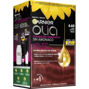 Garnier Olia Coloración Permanente Sin Amoniaco, Olor Agradable Con AceitesFlorales Origen Natural - Bold Rojo Intenso 6.60