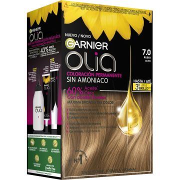 Garnier Olia Coloración Permanente Sin Amoniaco Para Un Olor Agradable ConAceites Florales De Origen Natural - Rubio 7.0