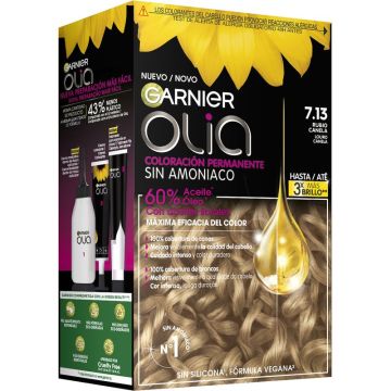 Garnier Olia Coloración Permanente Sin Amoniaco, Olor Agradable Con AceitesFlorales Origen Natural - Rubio Canela 7.13