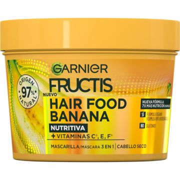 Garnier Fructis Hair Food Banana Mascarilla 3 En 1 Nutritiva 400 Ml Para CabelloSeco