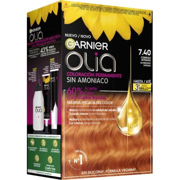 Garnier Olia Coloración Permanente Sin Amoniaco, Olor Agradable Con AceitesFlorales Origen Natural - Bold Cobrizo Intenso 7.40