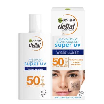 Garnier Delial Super Uv Fps50+ Fluido Diario Hidratante Con Ácido Hialurónico YVitamina E - 40Ml