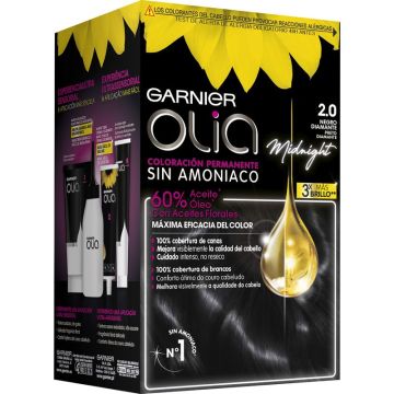 Garnier Olia Coloración Permanente Sin Amoniaco, Olor Agradable Con AceitesFlorales Origen Natural - Negro Diamante 2.0
