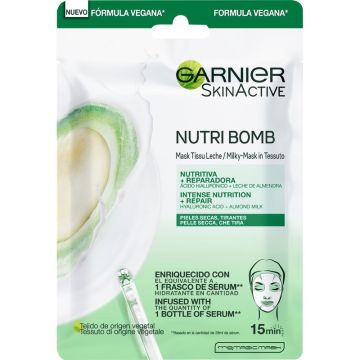 Garnier Skin Active Nutri Bomb Milky Mask Tissu Reparadora Con Leche De AlmendraEcológica Y Ácido Hialurónico