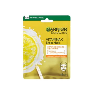 Garnier Tissue Mask Facial Con Vitamina C Y Ácido Hialurónico. Piel IntensamenteHidratada Y Visiblemente Mas Iluminada Y Lisa