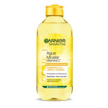 Garnier Agua Micelar Con Vitamina C, Limpia, Desmaquilla E Ilumina La PielApagada. Fórmula Hipoalergénica -400Ml