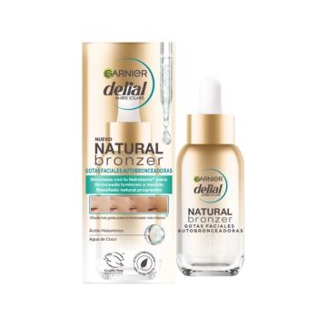 Delial Natural Bronzer Gotas Faciales Autobronceadoras Con Ácido Hialurónico YAgua De Coco - 30 Ml