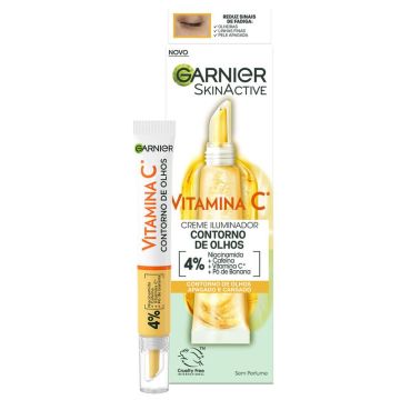 Garnier Crema Iluminadora Contorno De Ojos Con Vitamina C + Niacinamida +Cafeína + Polvo De Banana