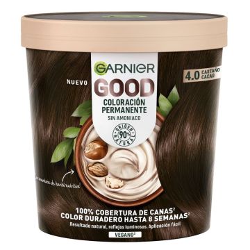 Garnier Good Coloración Permanente Sin Amoniaco, 90% Origen Natural Tono 4.0Castaño Cacao.