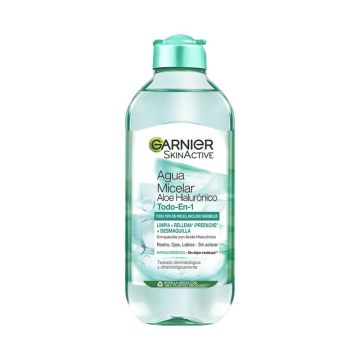 Garnier Agua Micelar Aloe Hialurónico Todo En 1 Limpia, Desmaquilla Y RellenaRostro, Ojos, Labios - Sin Aclarado