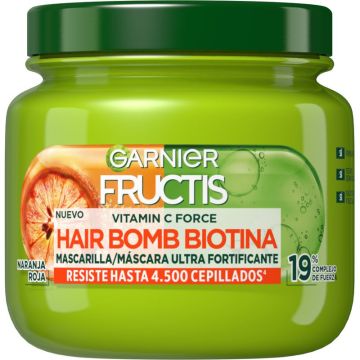 Garnier Fructis Vitamin C Force Hair Bomb Biotina Mascarilla Capilar UltraFortificante Con Naranja Roja 320 Ml.