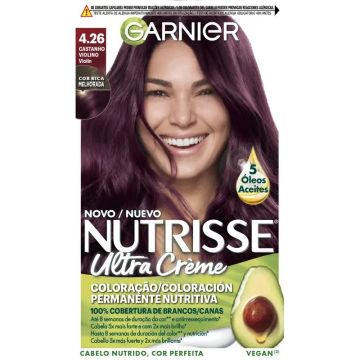 Garnier Nutrisse Cobertura De Canas Con Mascarilla Nutritiva Tono 4.26 ViolínCastaño , 160 ml