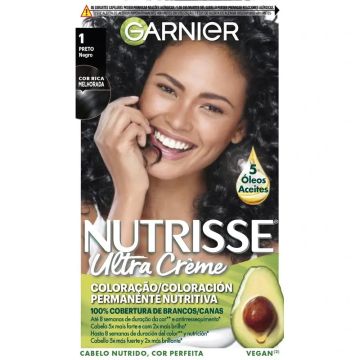 Garnier Nutrisse Coloración Nutritiva Permanente Tono 1 Negro , 160 ml