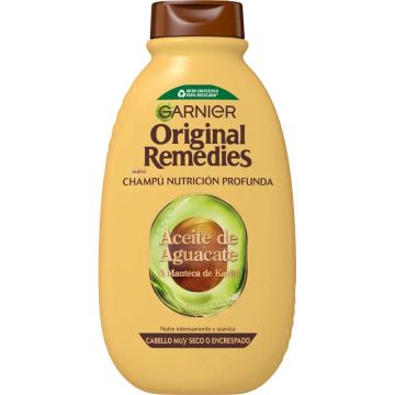Garnier Original Remedies Aceite De Aguacate Y Manteca De Karité Champú ParaPelo Rebelde Y Encrespado 600 Ml
