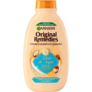 Garnier Original Remedies Elixir De Argán Champú Nutritivo Cremoso Sin SiliconaPara Un Pelo Muy Seco Y Sin Brillo 300 Ml