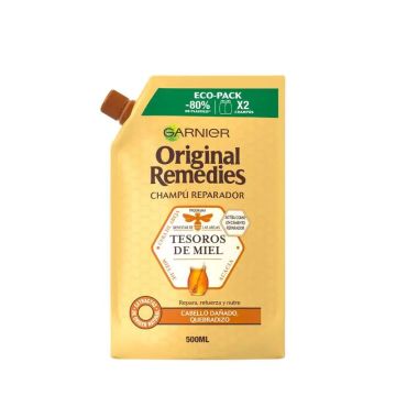 Garnier Original Remedies Tesoros De Miel Champú Eco Pack Para Pelo Dañado - 500Ml