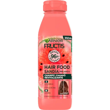 GarnierFructis Hair Food Sandía Champú Revitalizante Para Cabello Apagado, SinVida 350 Ml