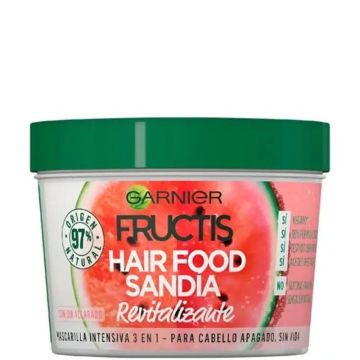 GarnierFructis Hair Food Sandía Mascarilla 3 En 1 Revitalizante Para CabelloApagado, Sin Vida 400 Ml