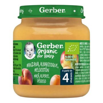 Gerber Tarrito Organic Manzana, Albaricoque Y Melocotón, 125g