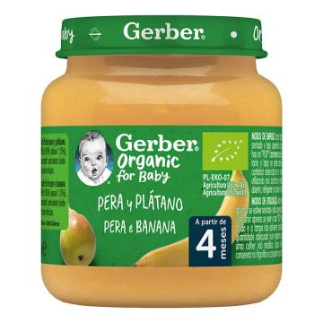 Gerber Tarritos De Orgánico Pera Platano , 125g