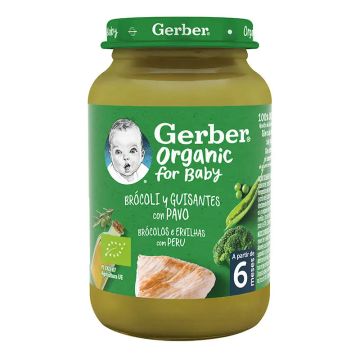 Gerber Tarritos Savoury De Orgánico Brócoli Guisantes Y Pavo , 190g