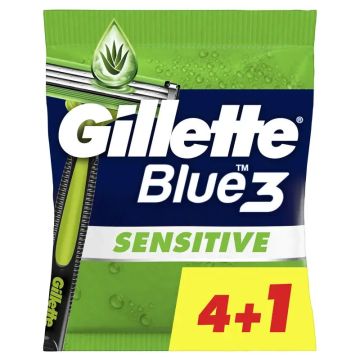Gillette Blue3 Sensitive Maquinilla De Afeitar Desechable Para Hombre , 5unidades